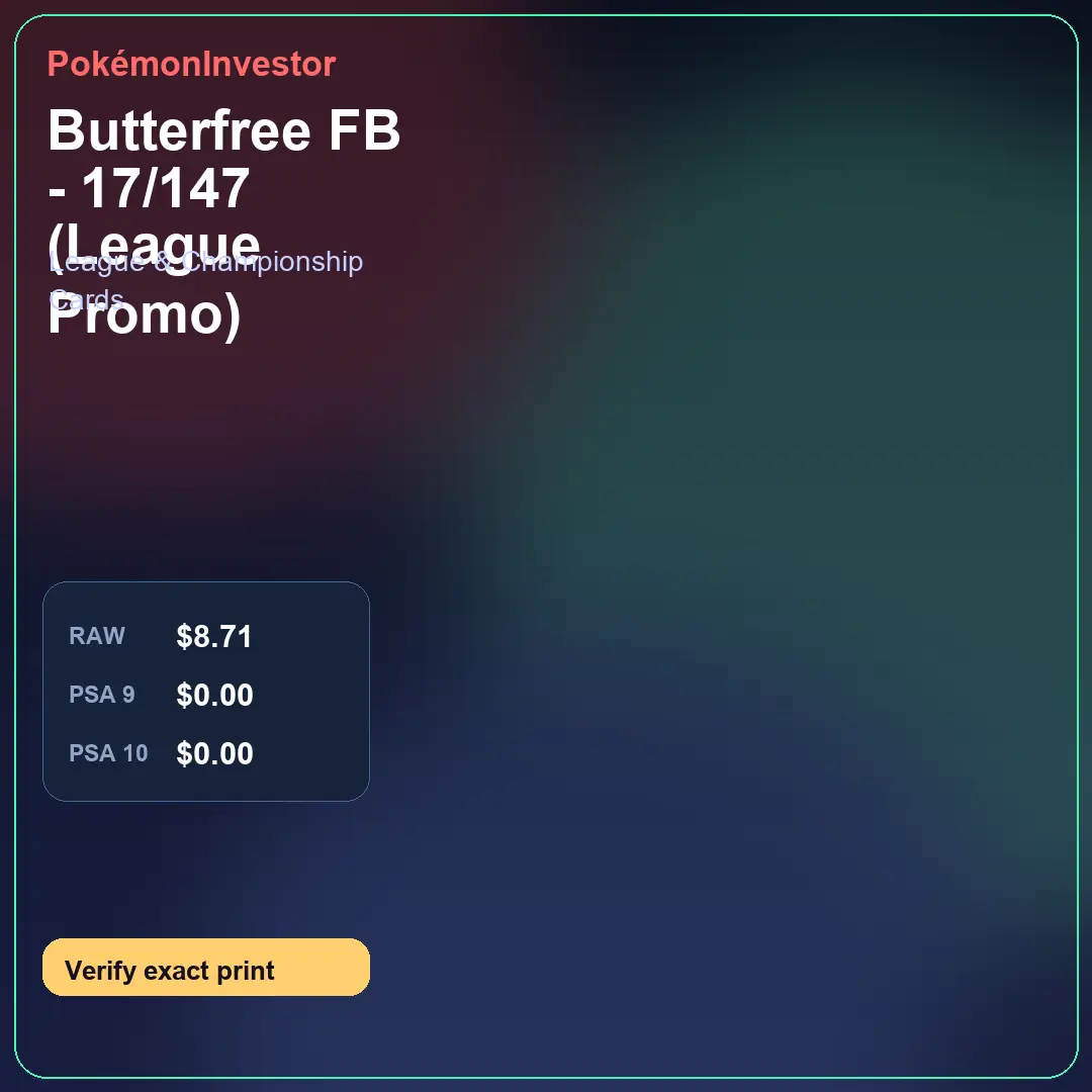 Card research image for Butterfree FB - 17/147 (League Promo)