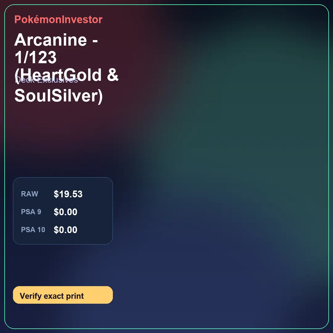Card research image for Arcanine - 1/123 (HeartGold & SoulSilver)
