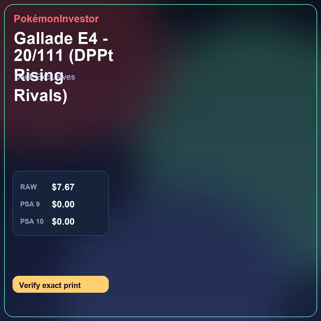 Card research image for Gallade E4 - 20/111 (DPPt Rising Rivals)