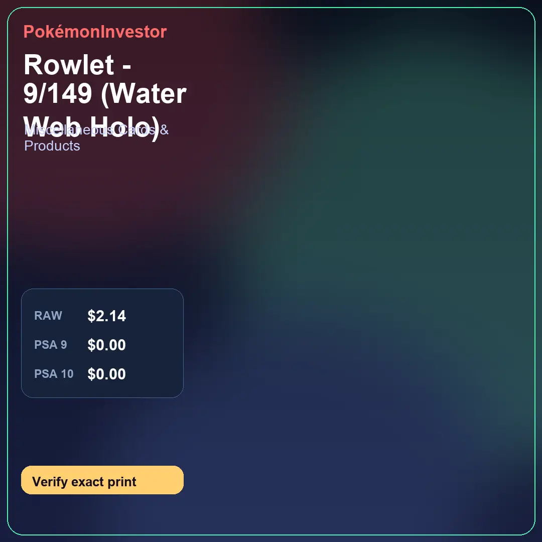 Card research image for Rowlet - 9/149 (Water Web Holo)