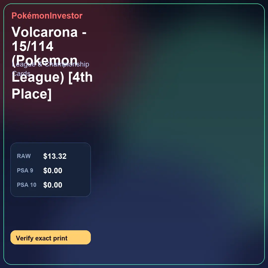 Card research image for Volcarona - 15/114 (Pokemon League) [4th Place]