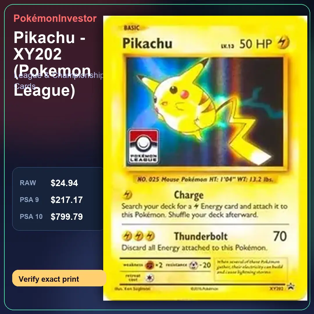 Card research image for Pikachu - XY202 (Pokemon League)