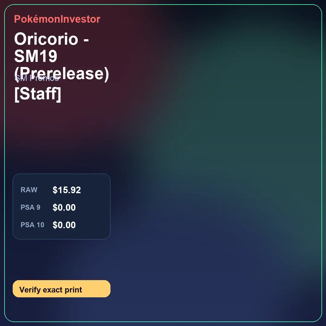 Card research image for Oricorio - SM19 (Prerelease) [Staff]