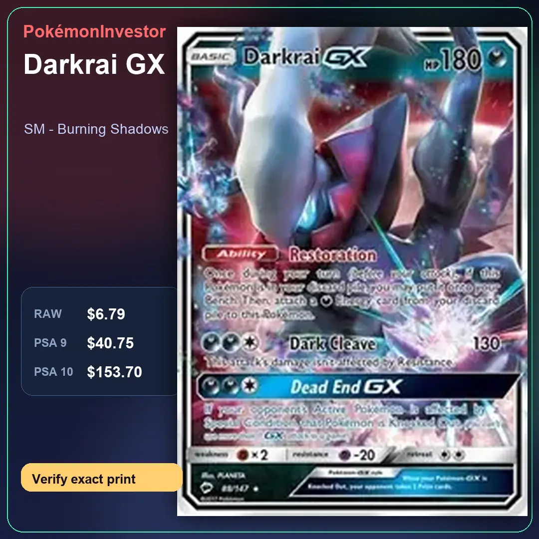Card research image for Darkrai GX