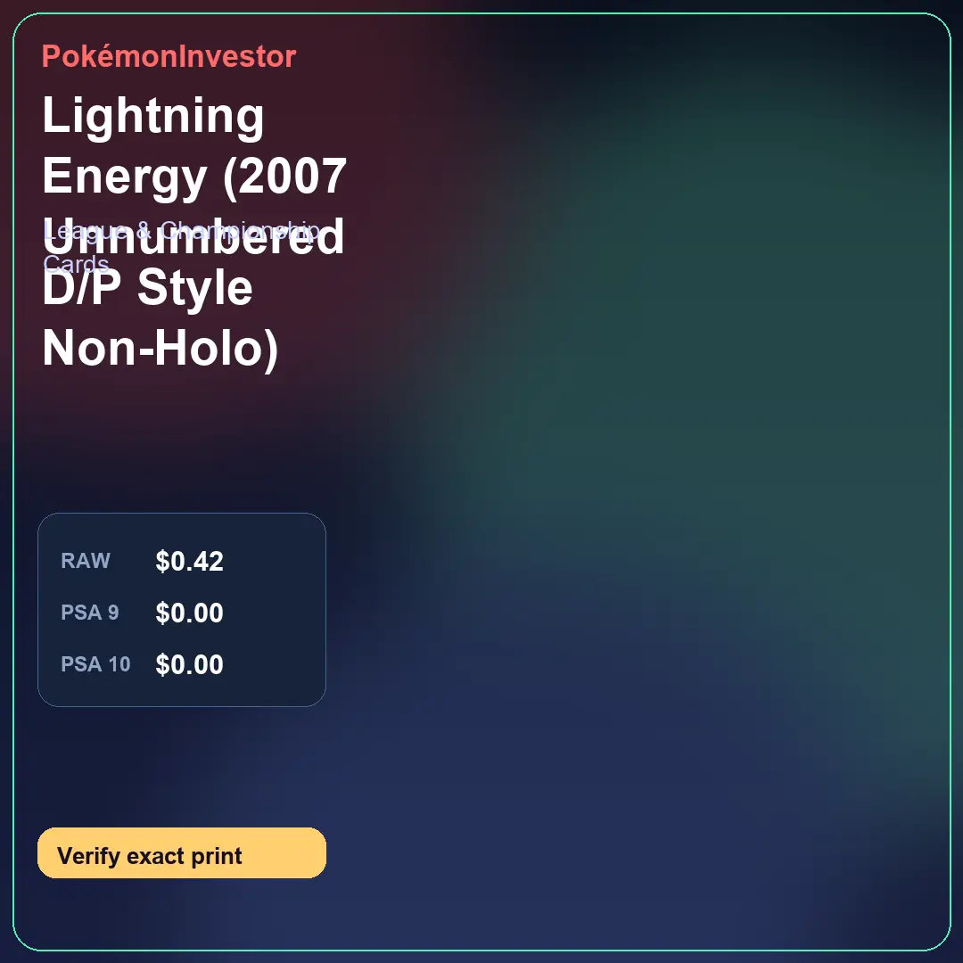 Card research image for Lightning Energy (2007 Unnumbered D/P Style Non-Holo)