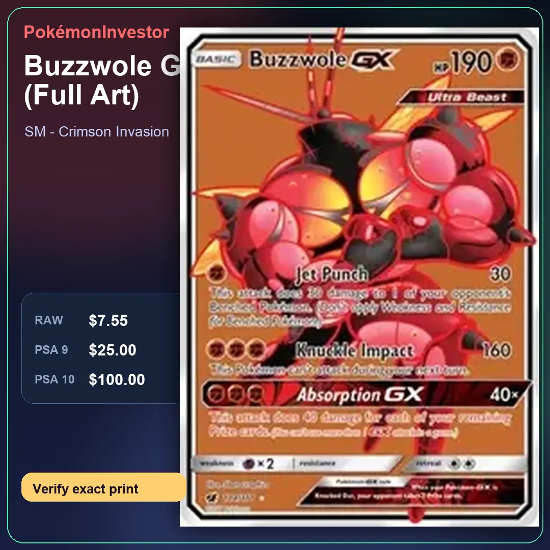 Card research image for Buzzwole GX (Full Art)