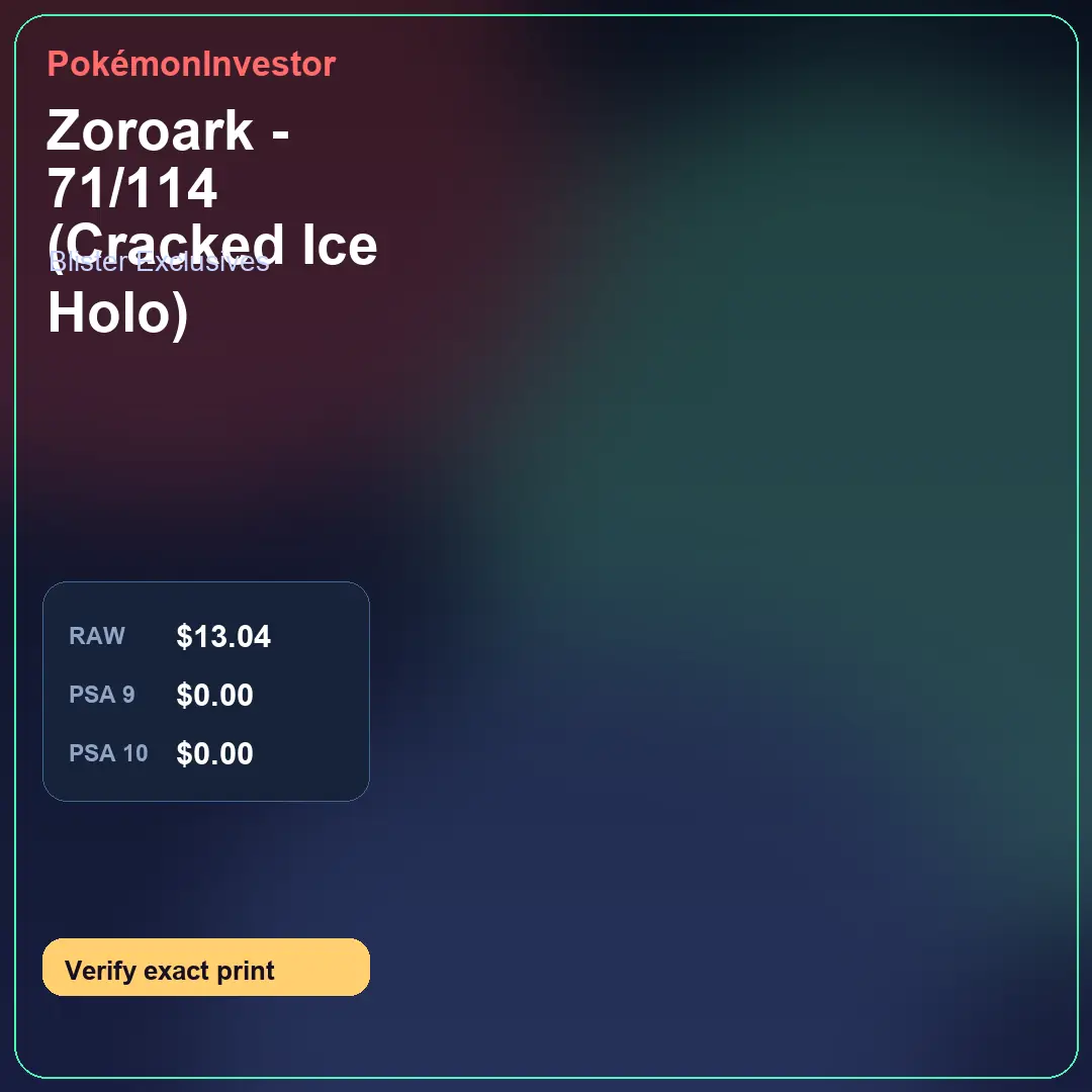 Card research image for Zoroark - 71/114 (Cracked Ice Holo)
