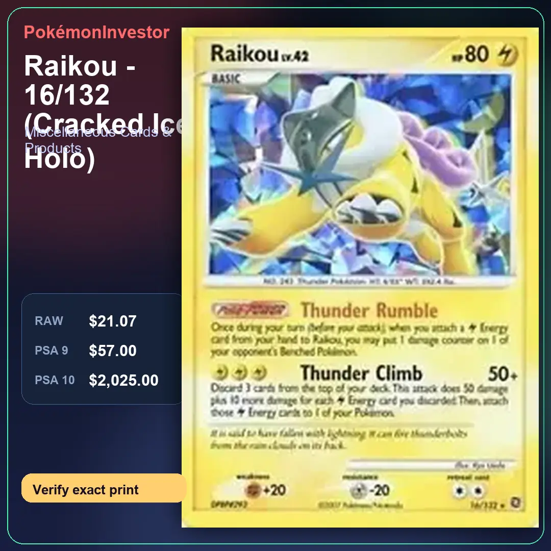 Card research image for Raikou - 16/132 (Cracked Ice Holo)
