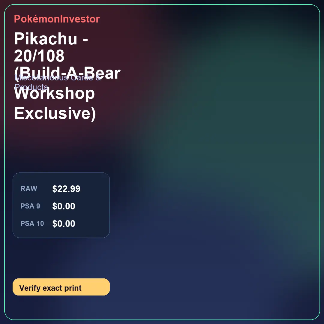 Card research image for Pikachu - 20/108 (Build-A-Bear Workshop Exclusive)