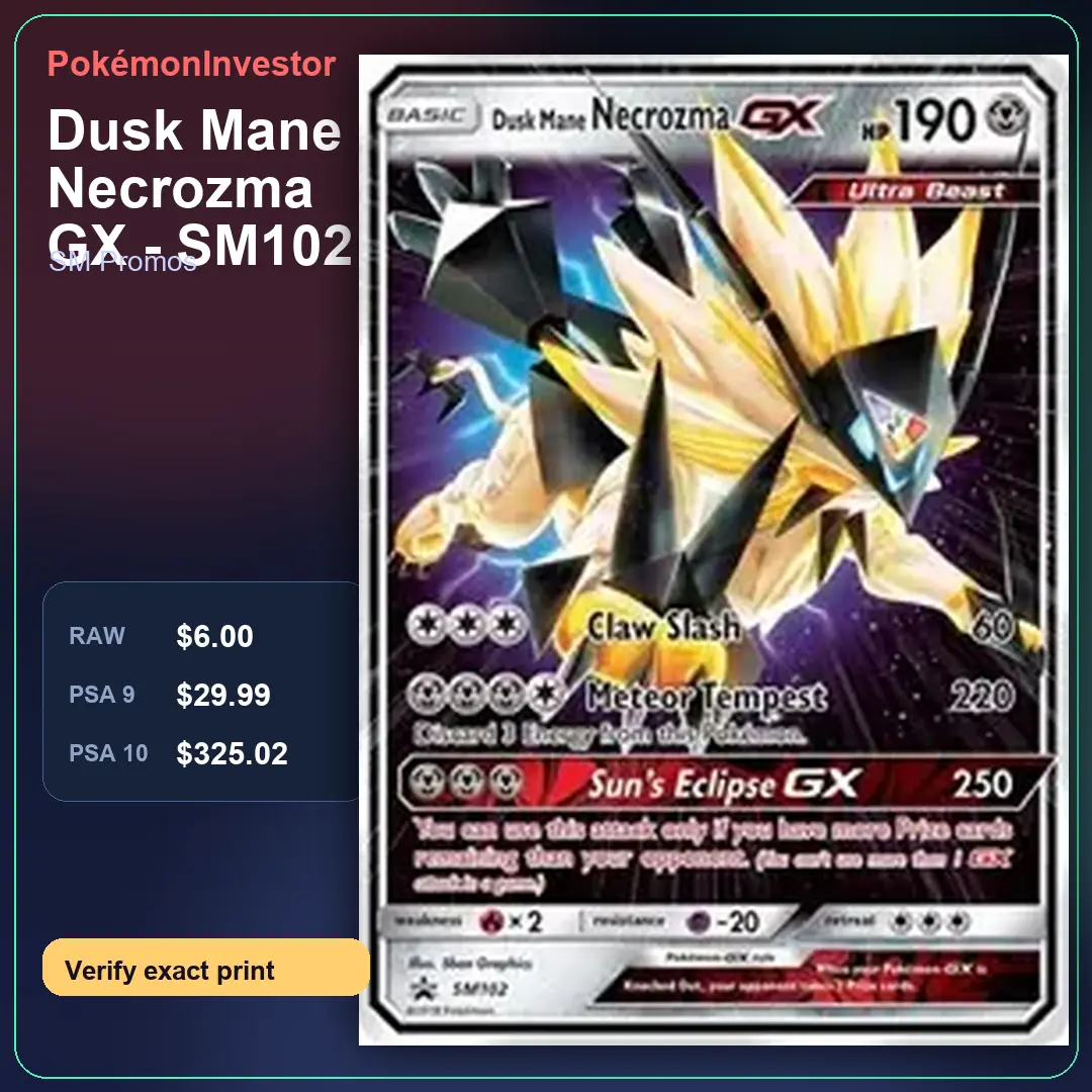 Card research image for Dusk Mane Necrozma GX - SM102