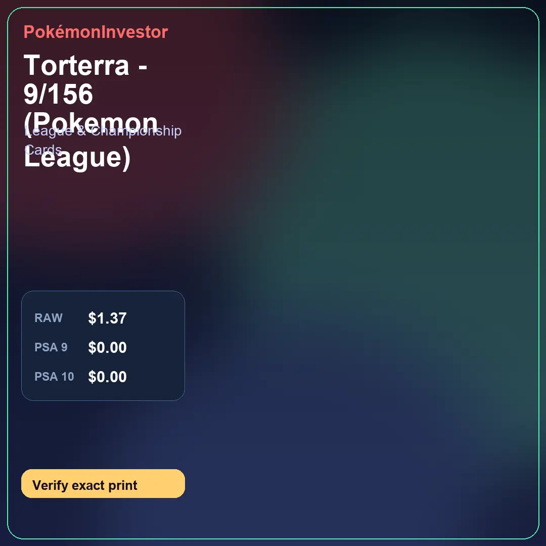 Card research image for Torterra - 9/156 (Pokemon League)