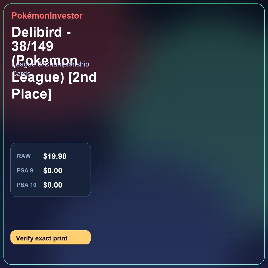 Card research image for Delibird - 38/149 (Pokemon League) [2nd Place]