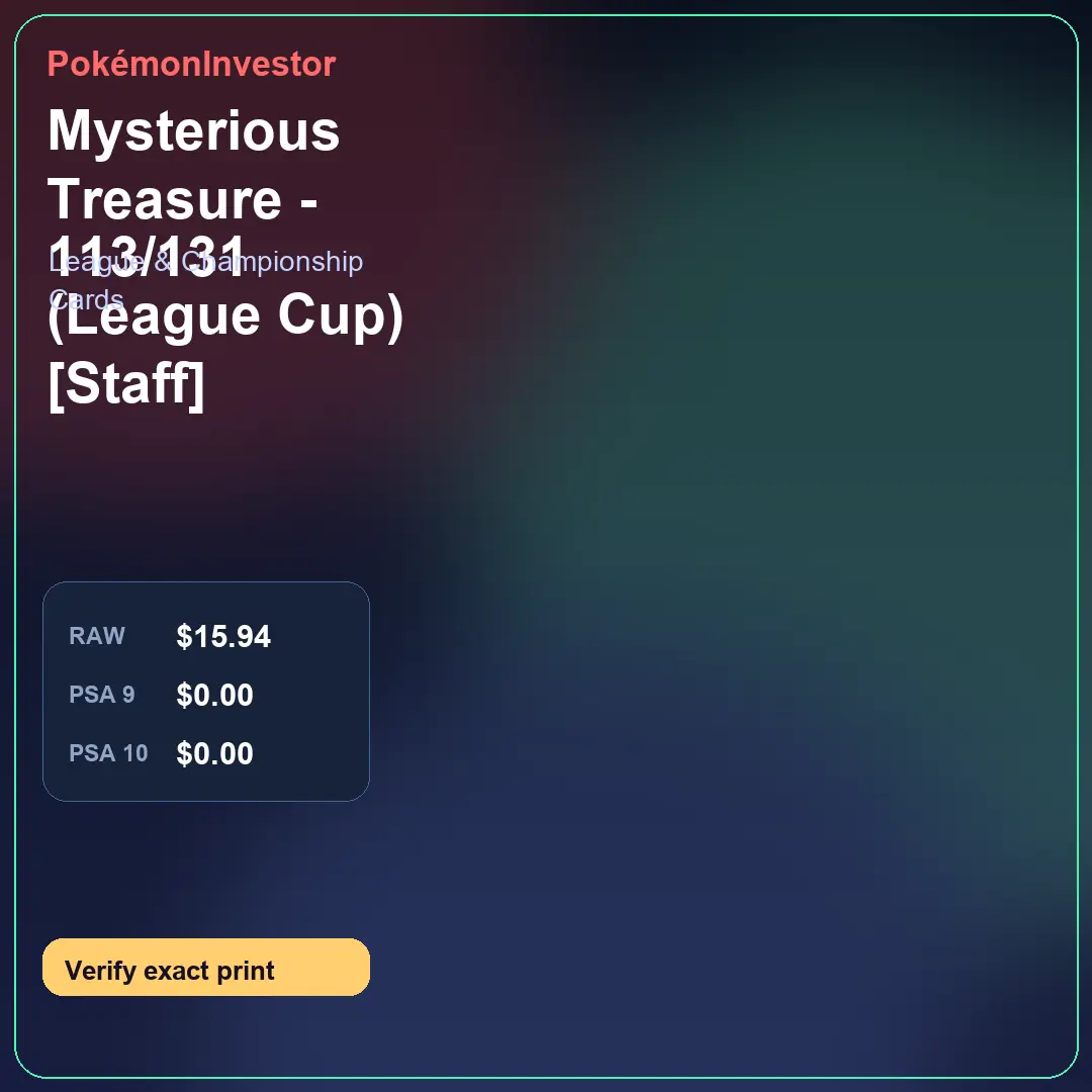 Card research image for Mysterious Treasure - 113/131 (League Cup) [Staff]