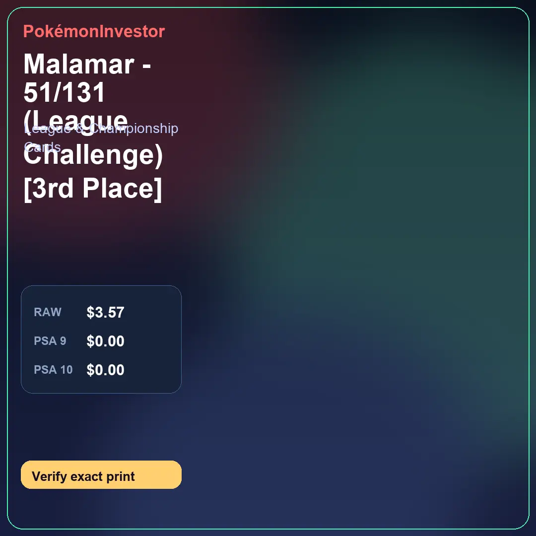 Card research image for Malamar - 51/131 (League Challenge) [3rd Place]