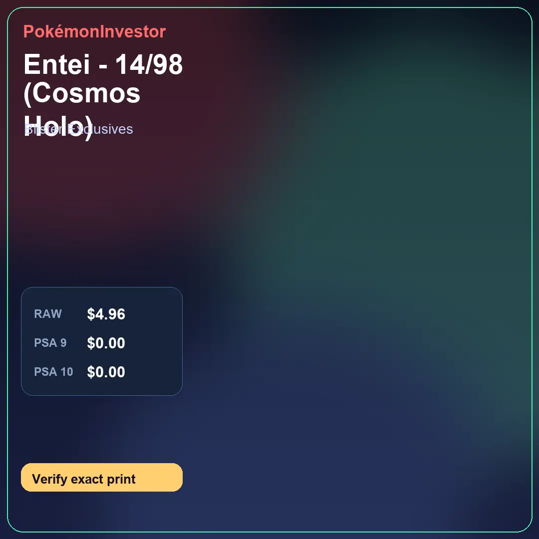 Card research image for Entei - 14/98 (Cosmos Holo)