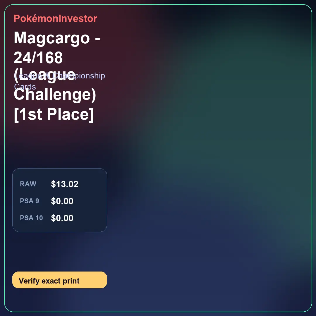 Card research image for Magcargo - 24/168 (League Challenge) [1st Place]