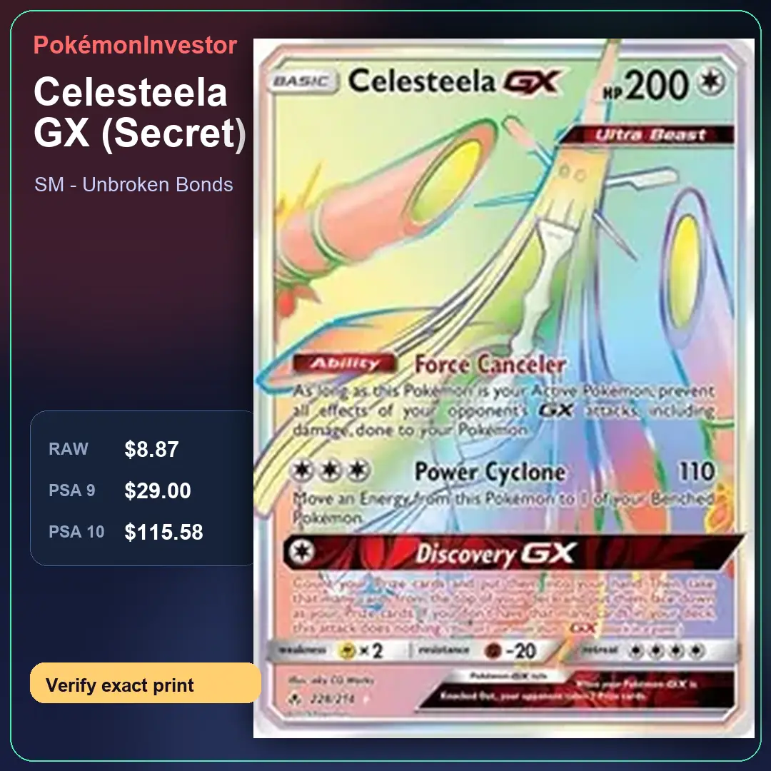 Card research image for Celesteela GX (Secret)