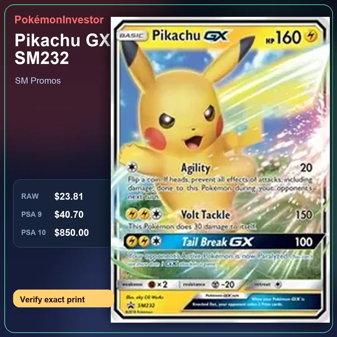 Card research image for Pikachu GX - SM232