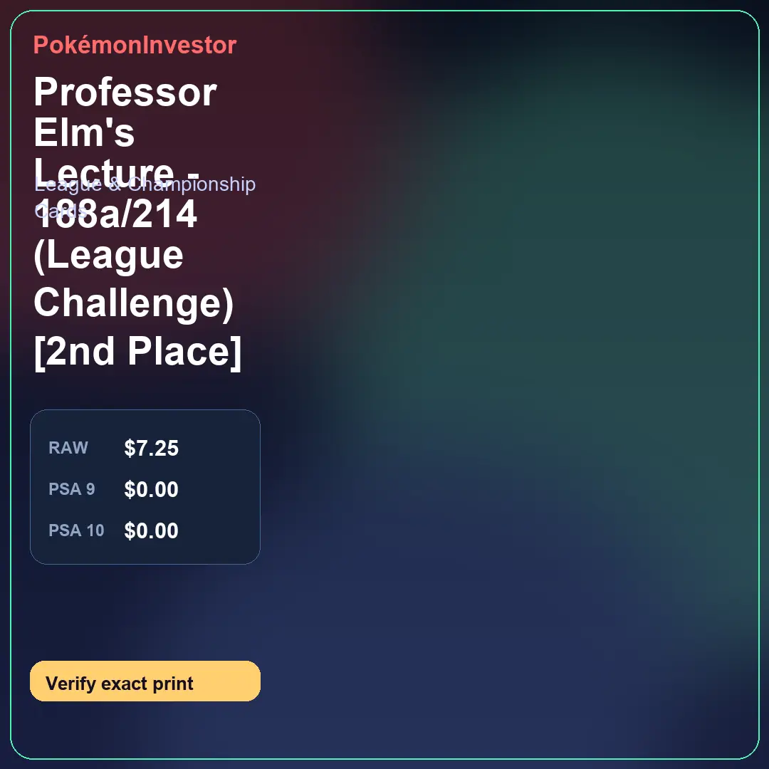 Card research image for Professor Elm's Lecture - 188a/214 (League Challenge) [2nd Place]