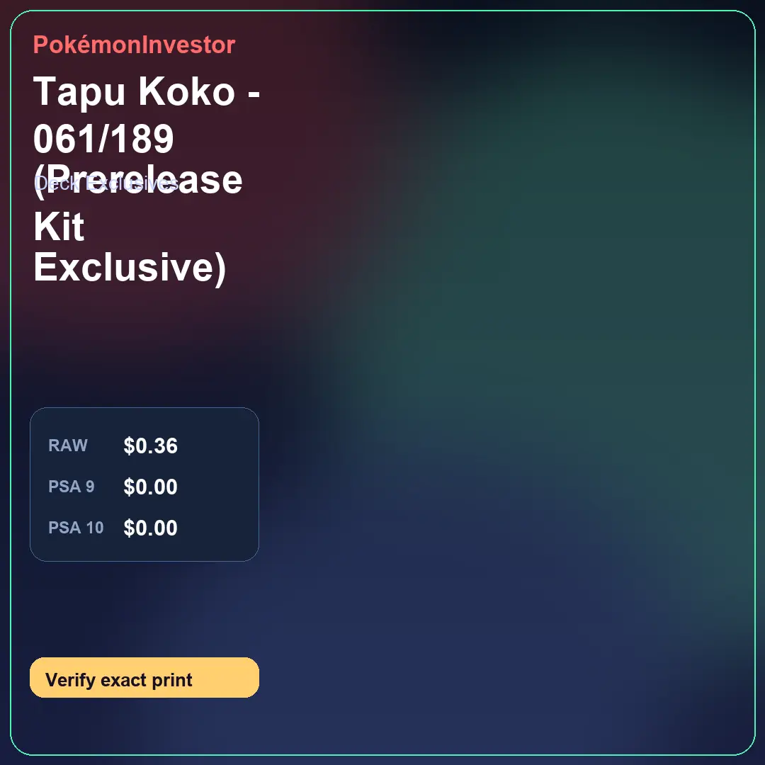 Card research image for Tapu Koko - 061/189 (Prerelease Kit Exclusive)