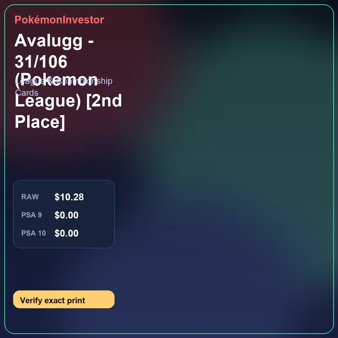 Card research image for Avalugg - 31/106 (Pokemon League) [2nd Place]