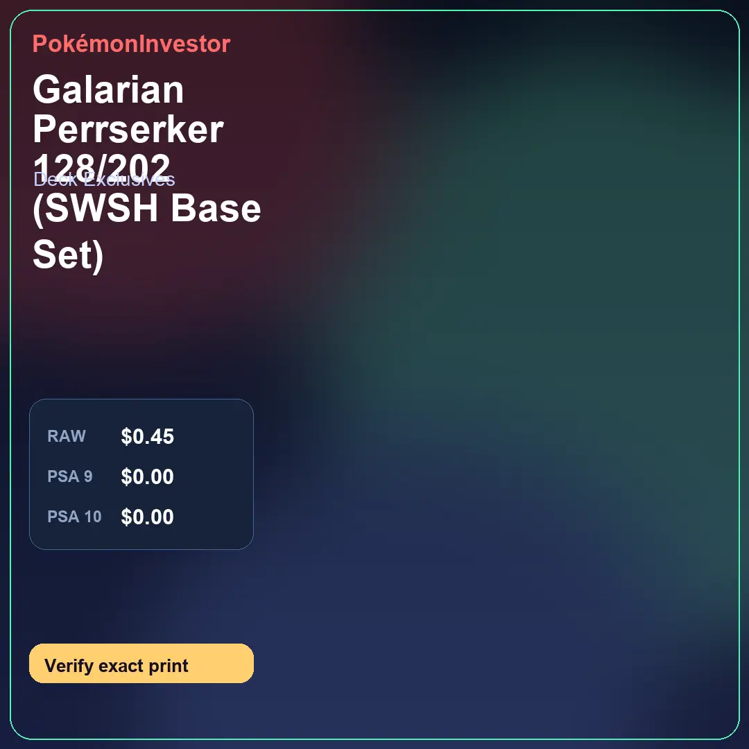 Card research image for Galarian Perrserker 128/202 (SWSH Base Set)