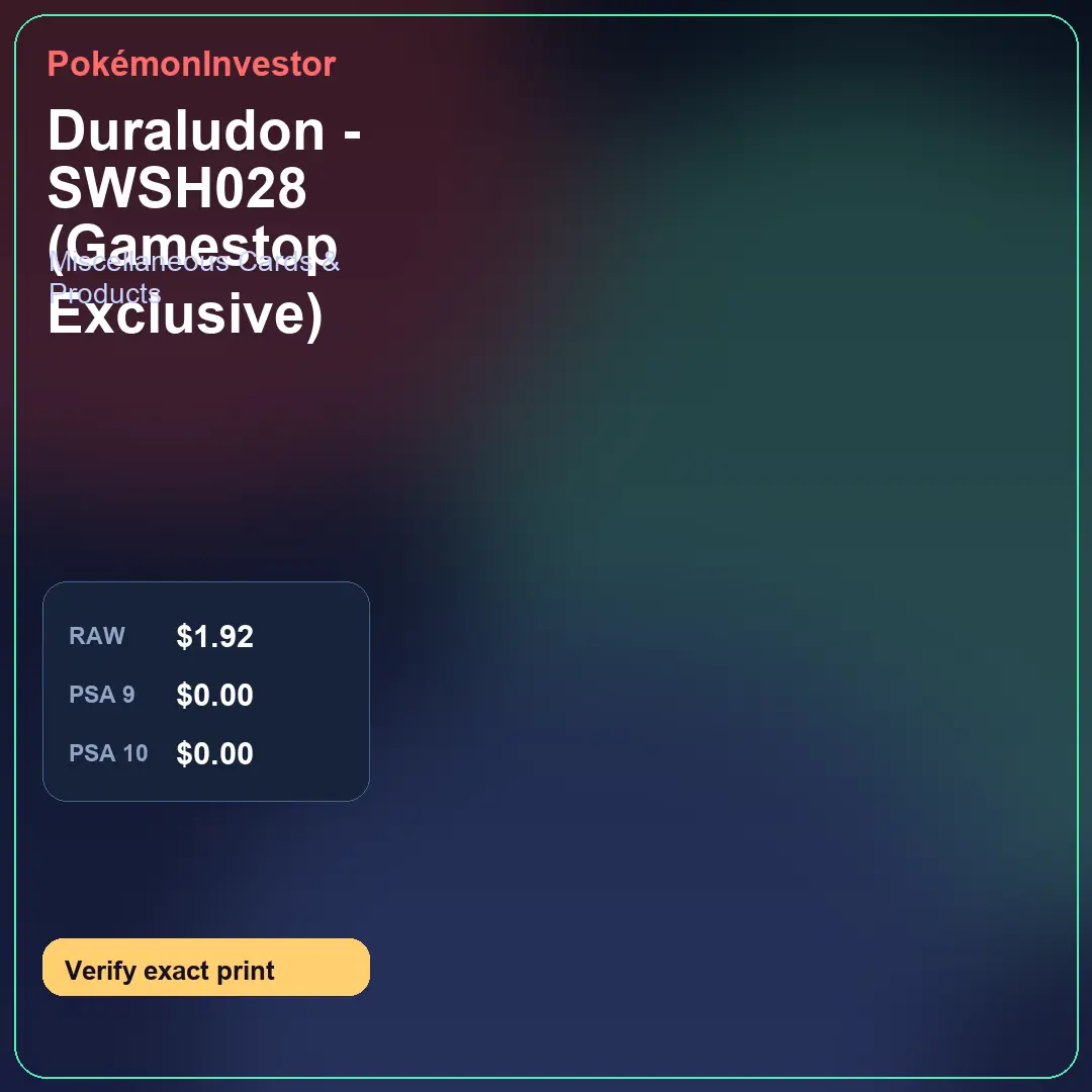Card research image for Duraludon - SWSH028 (Gamestop Exclusive)