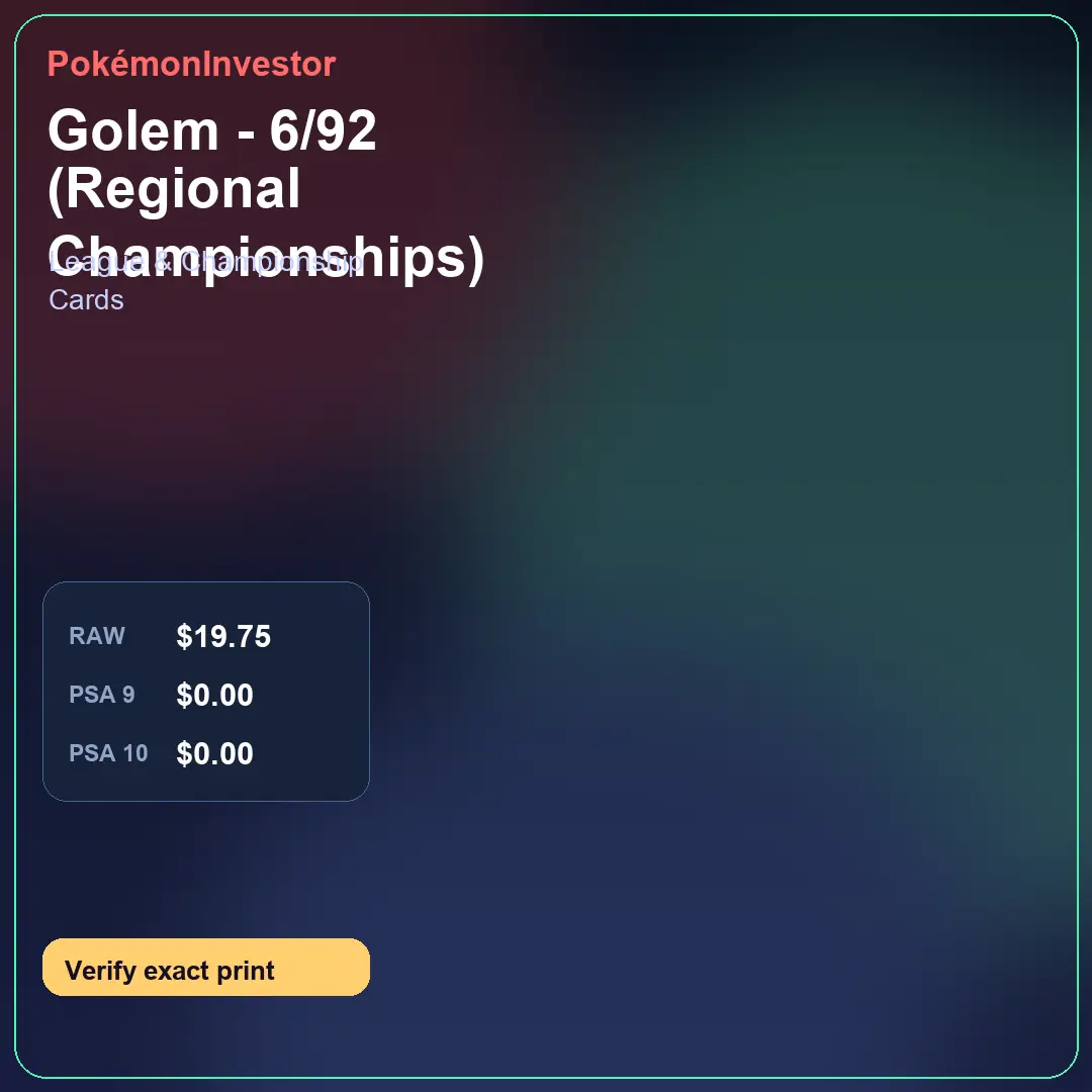 Card research image for Golem - 6/92 (Regional Championships)