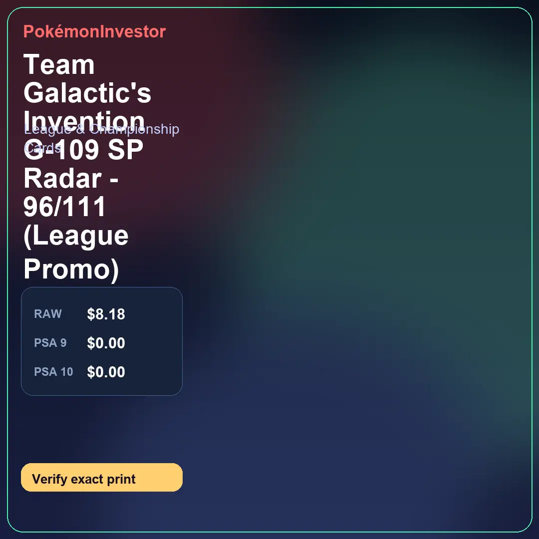 Card research image for Team Galactic's Invention G-109 SP Radar - 96/111 (League Promo)
