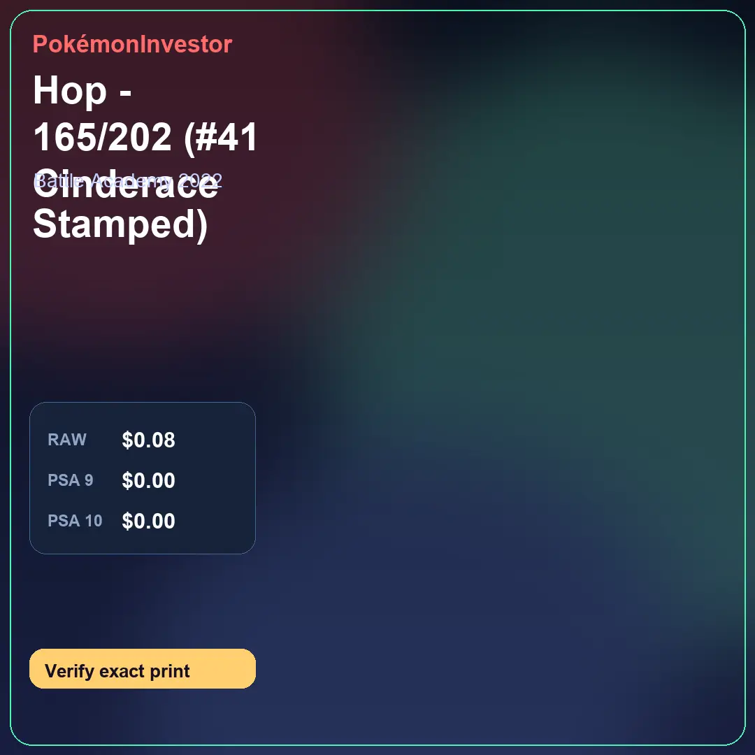 Card research image for Hop - 165/202 (#41 Cinderace Stamped)