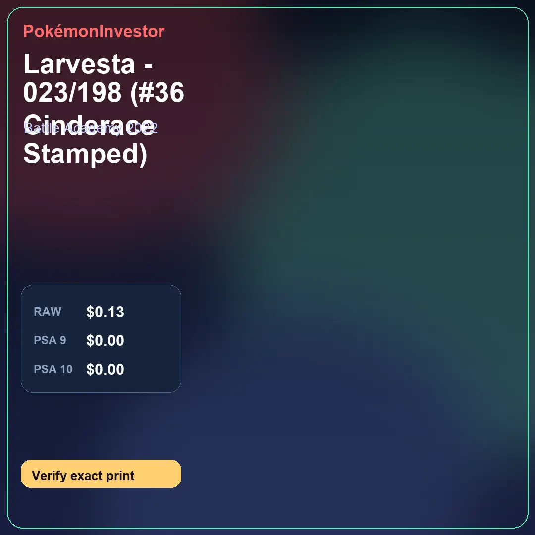 Card research image for Larvesta - 023/198 (#36 Cinderace Stamped)