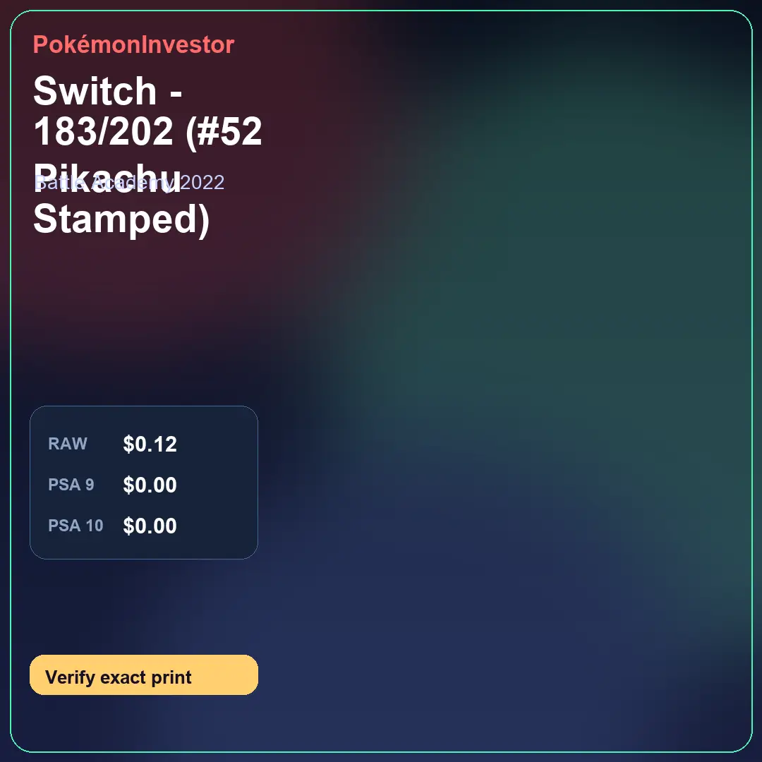 Card research image for Switch - 183/202 (#52 Pikachu Stamped)
