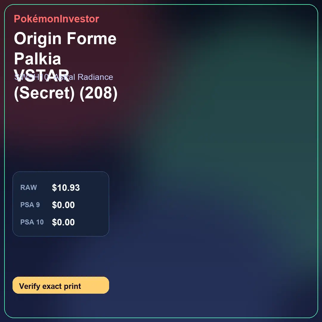 Card research image for Origin Forme Palkia VSTAR (Secret) (208)