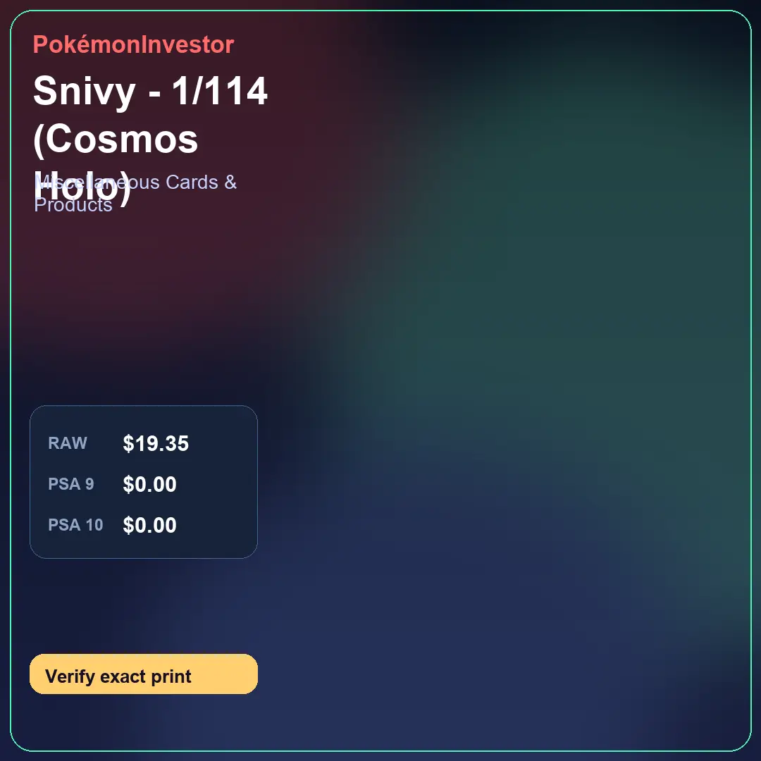 Card research image for Snivy - 1/114 (Cosmos Holo)