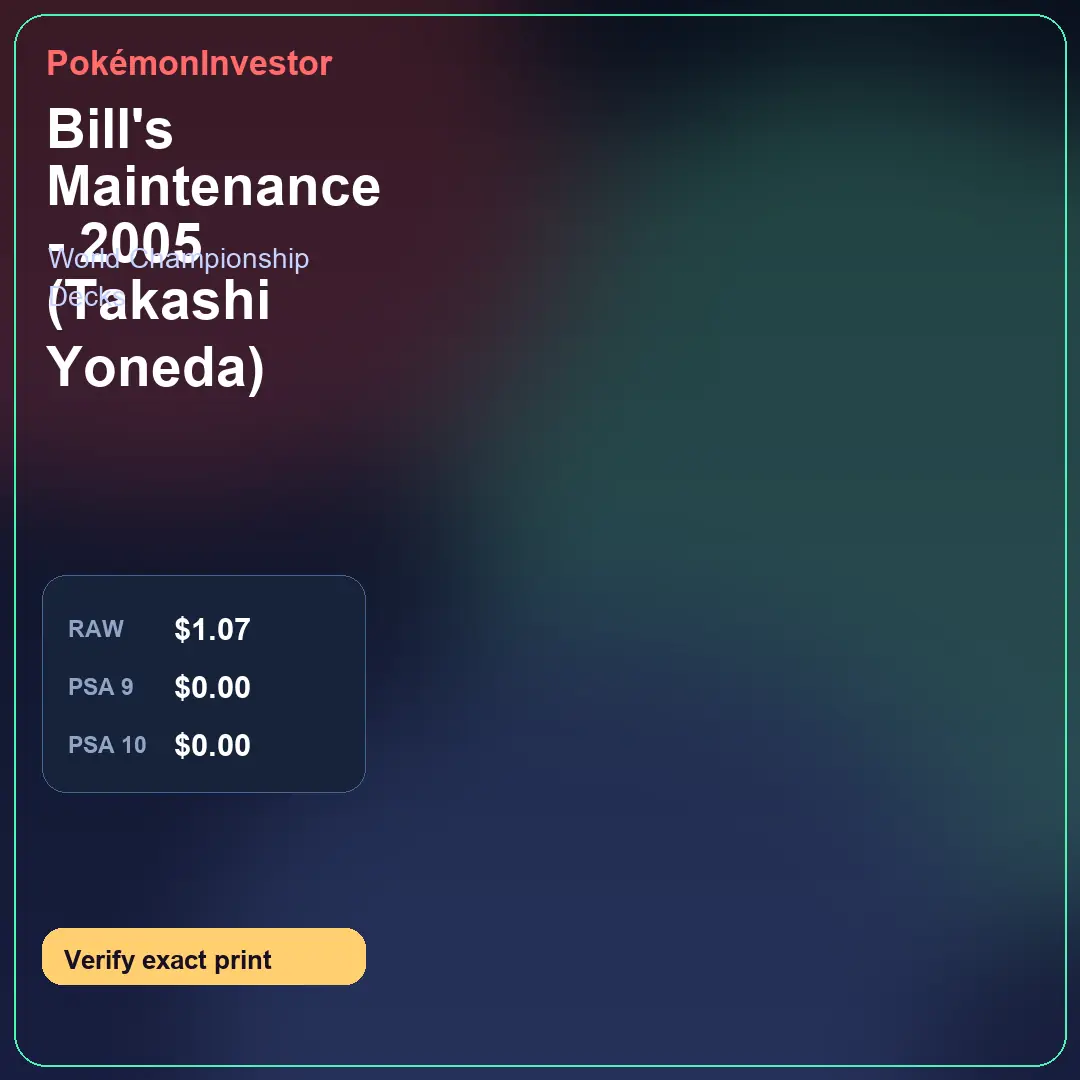 Card research image for Bill's Maintenance - 2005 (Takashi Yoneda)
