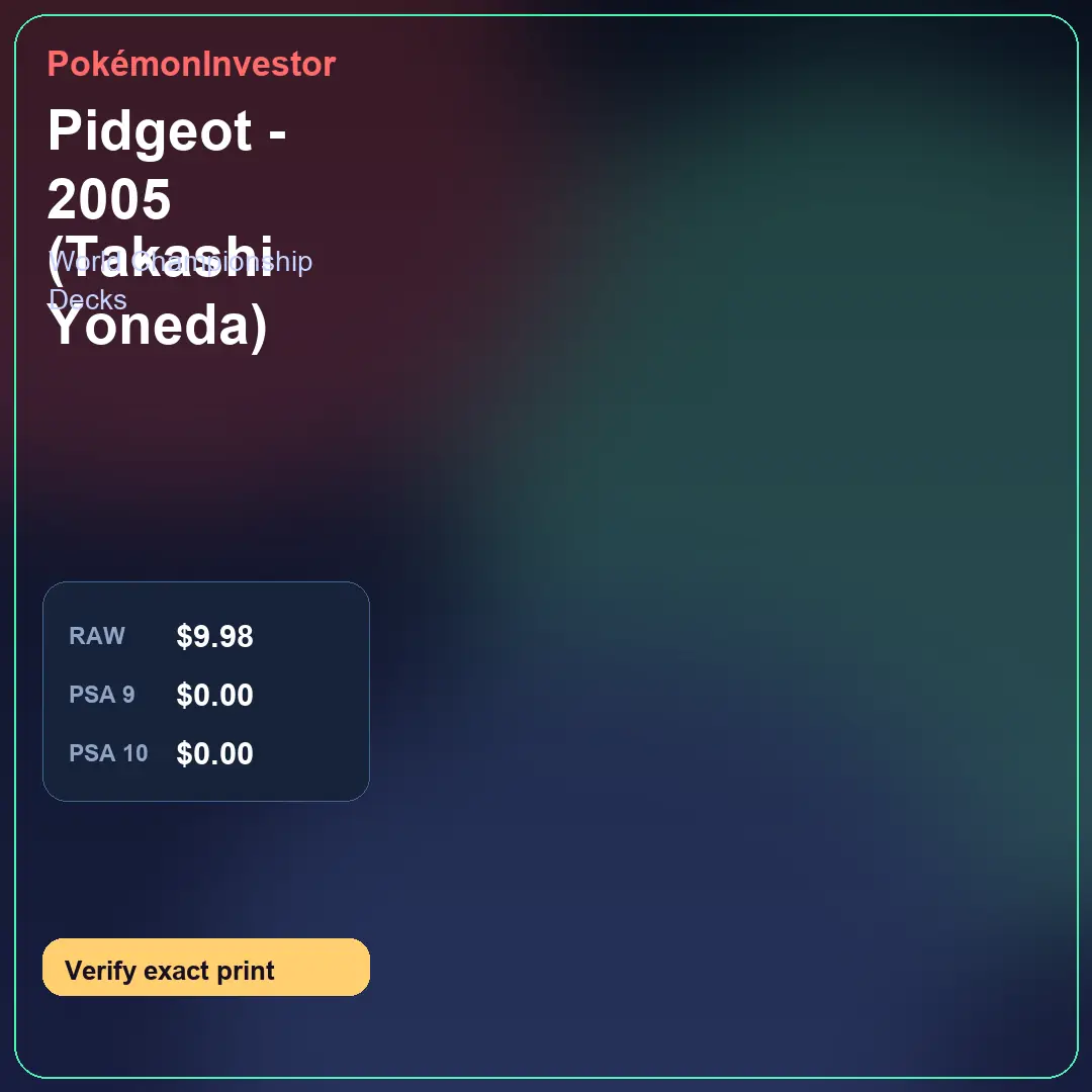 Card research image for Pidgeot - 2005 (Takashi Yoneda)