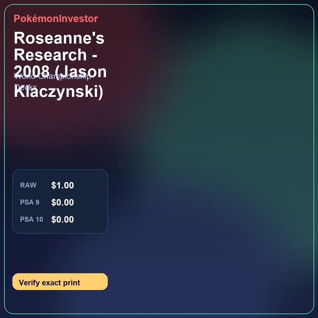Card research image for Roseanne's Research - 2008 (Jason Klaczynski)