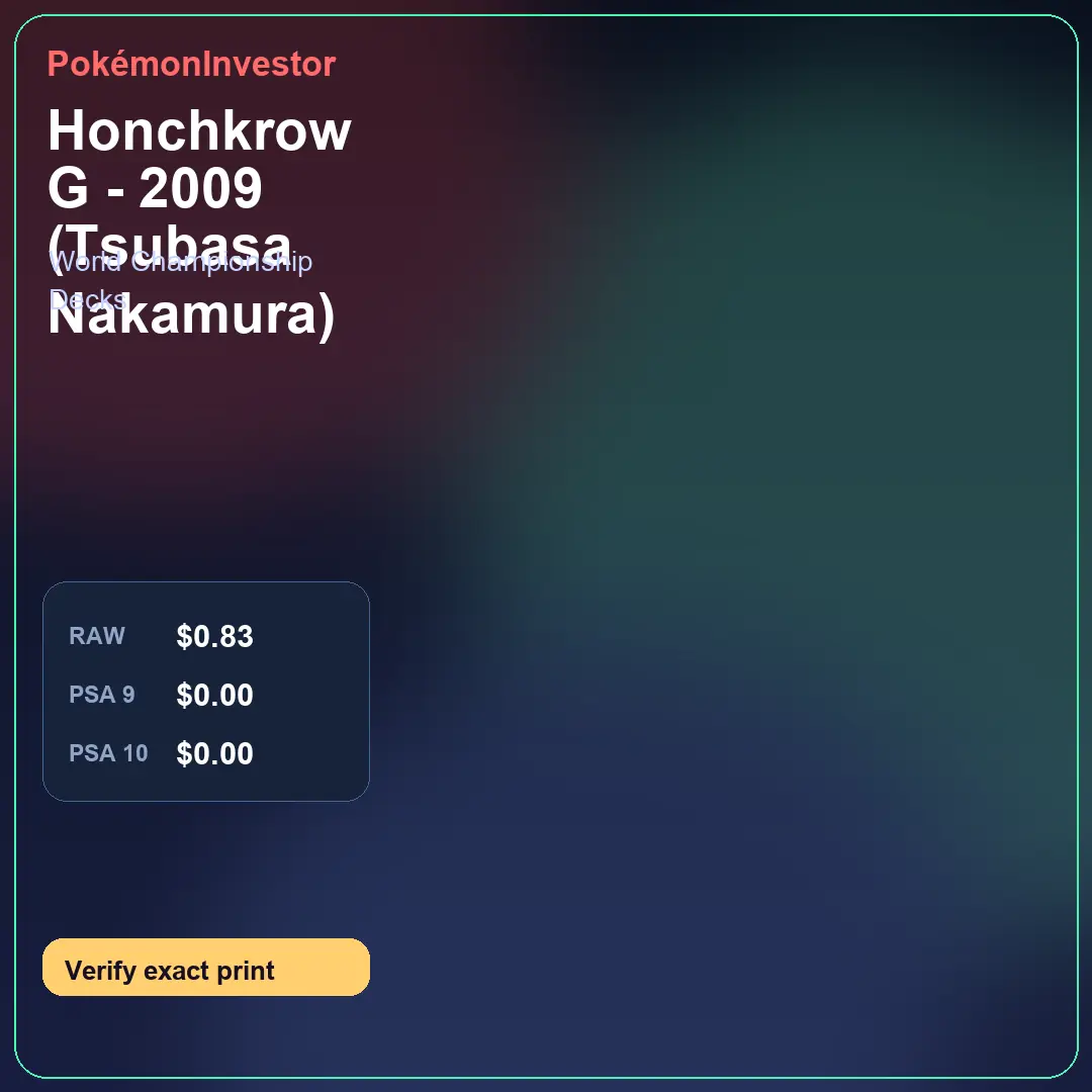 Card research image for Honchkrow G - 2009 (Tsubasa Nakamura)