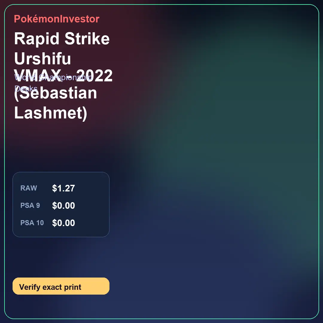 Card research image for Rapid Strike Urshifu VMAX - 2022 (Sebastian Lashmet)