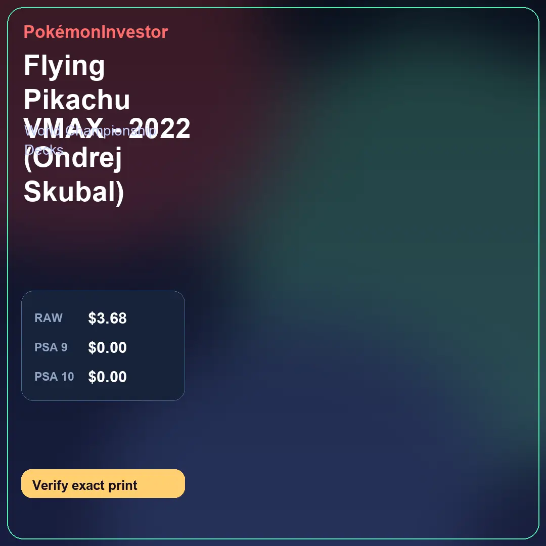 Card research image for Flying Pikachu VMAX - 2022 (Ondrej Skubal)