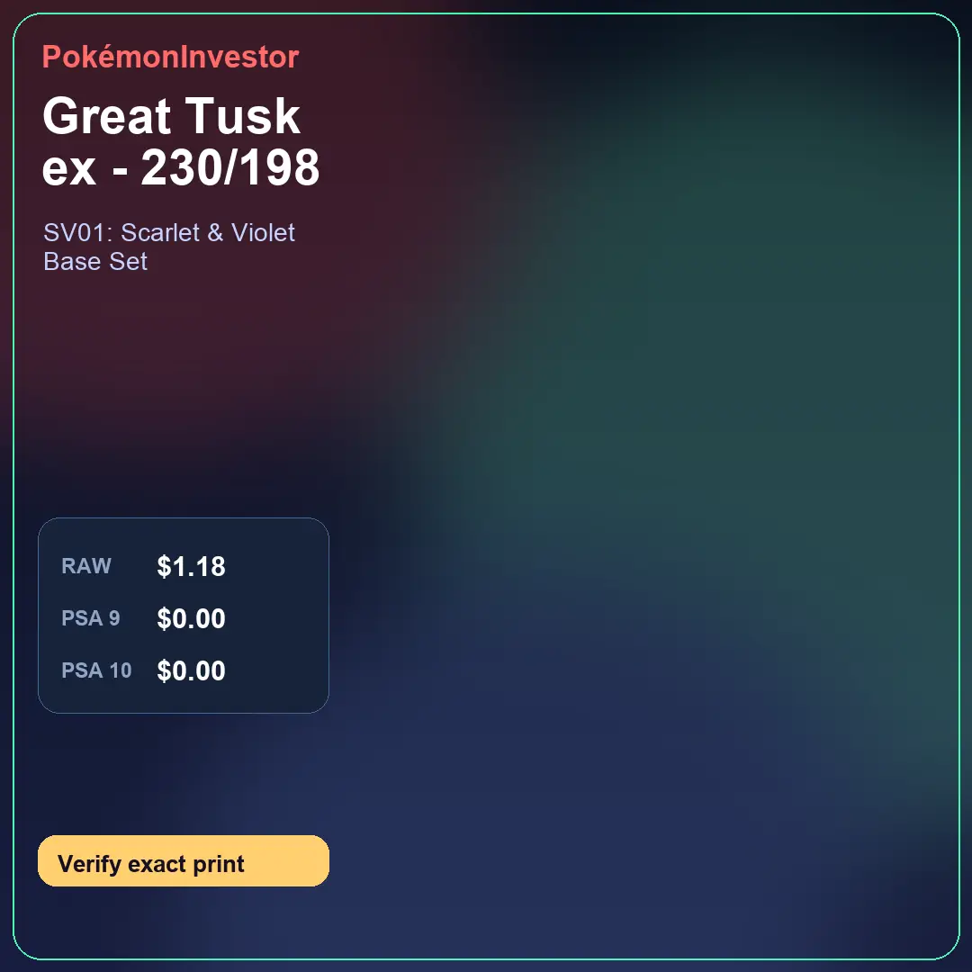 Card research image for Great Tusk ex - 230/198