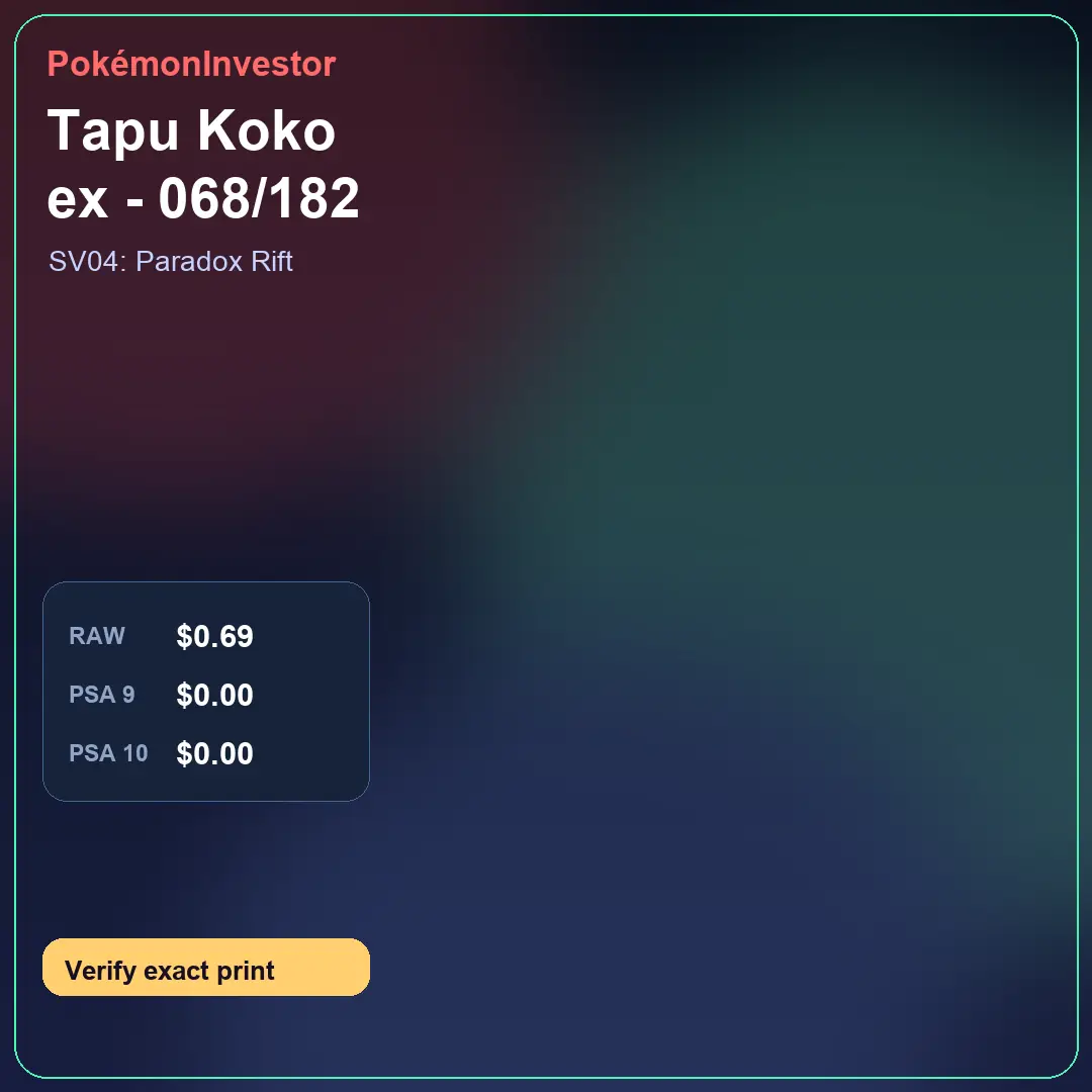 Card research image for Tapu Koko ex - 068/182