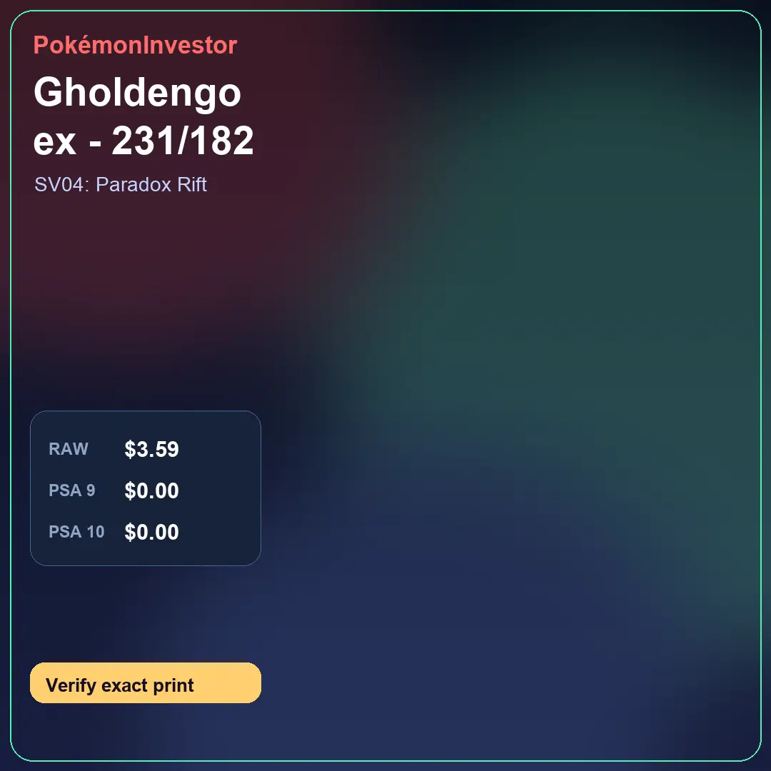 Card research image for Gholdengo ex - 231/182
