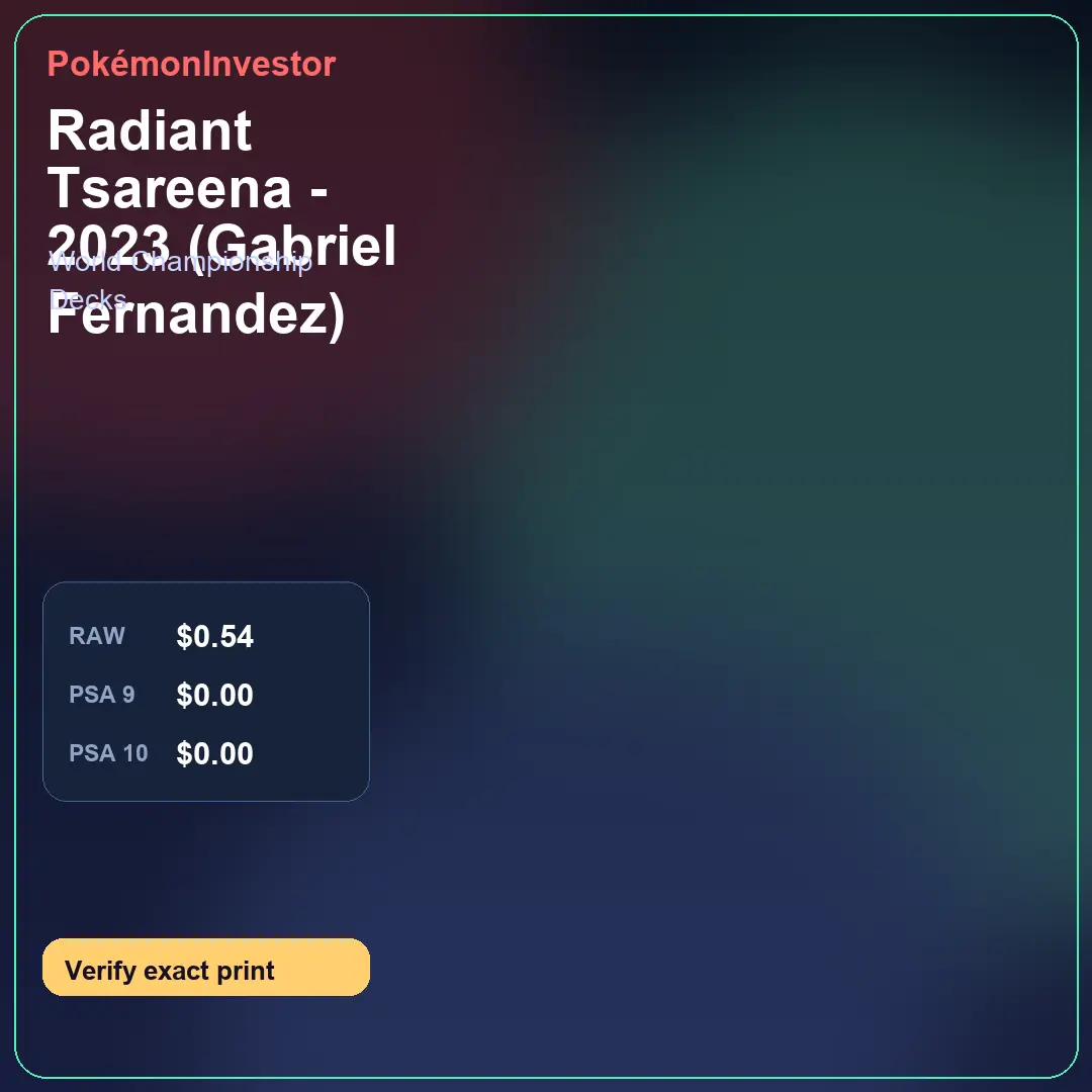 Card research image for Radiant Tsareena - 2023 (Gabriel Fernandez)