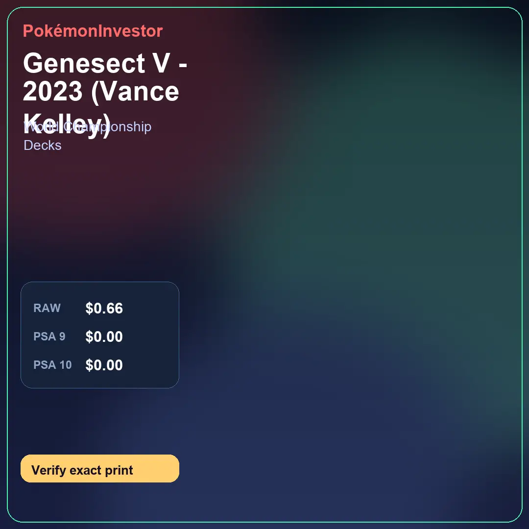 Card research image for Genesect V - 2023 (Vance Kelley)