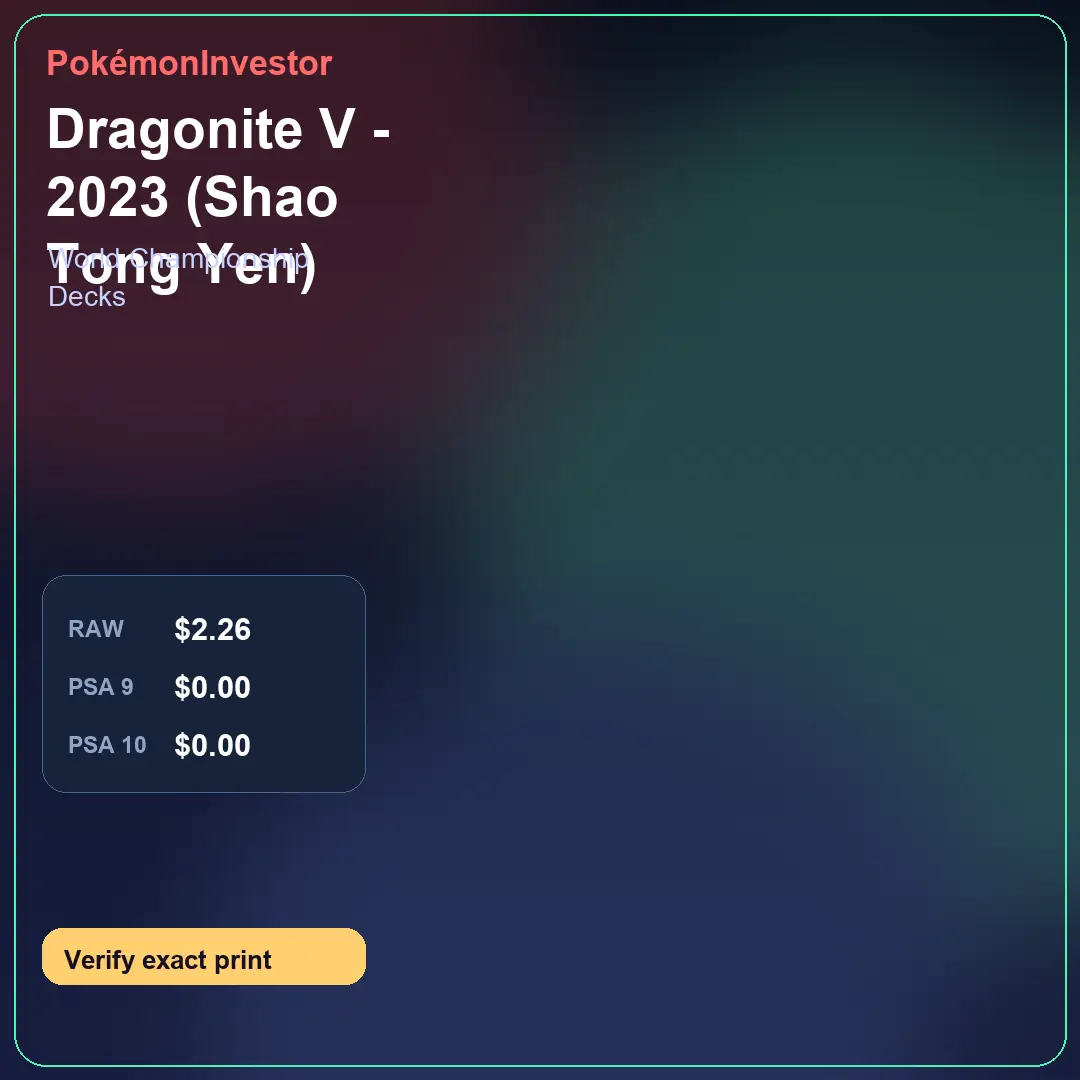 Card research image for Dragonite V - 2023 (Shao Tong Yen)