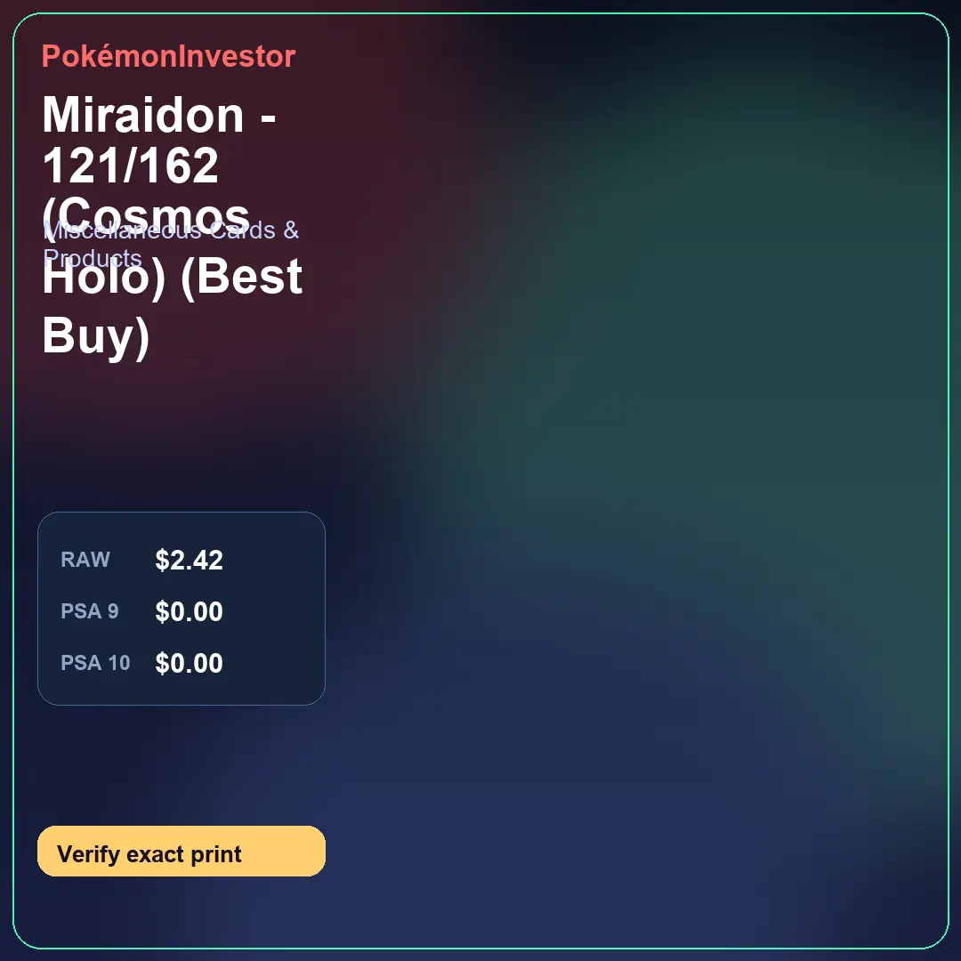 Card research image for Miraidon - 121/162 (Cosmos Holo) (Best Buy)