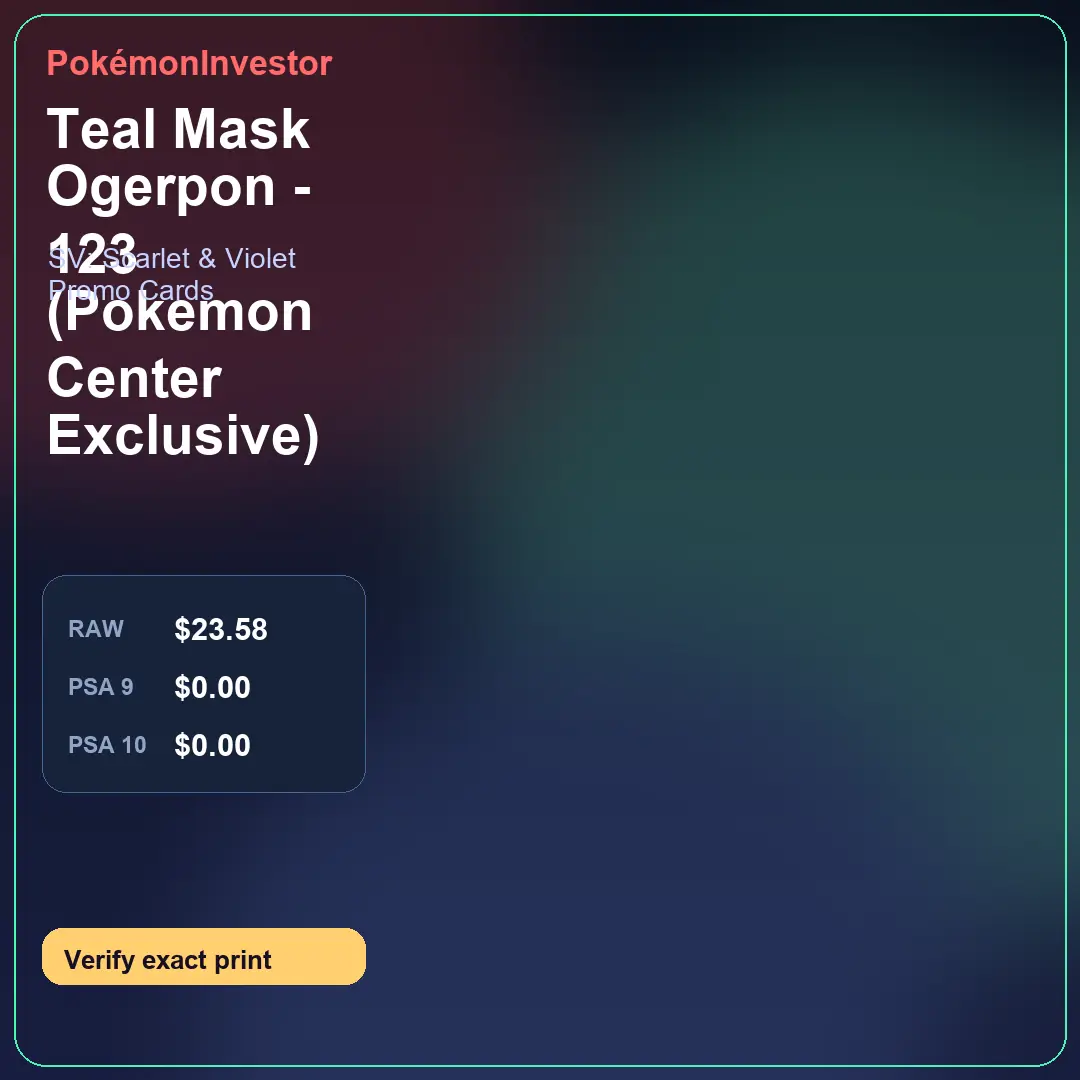 Card research image for Teal Mask Ogerpon - 123 (Pokemon Center Exclusive)