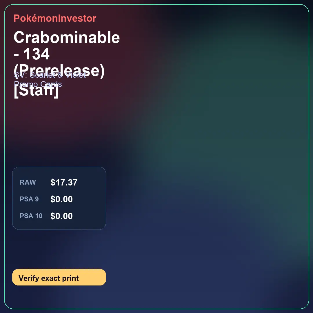 Card research image for Crabominable - 134 (Prerelease) [Staff]