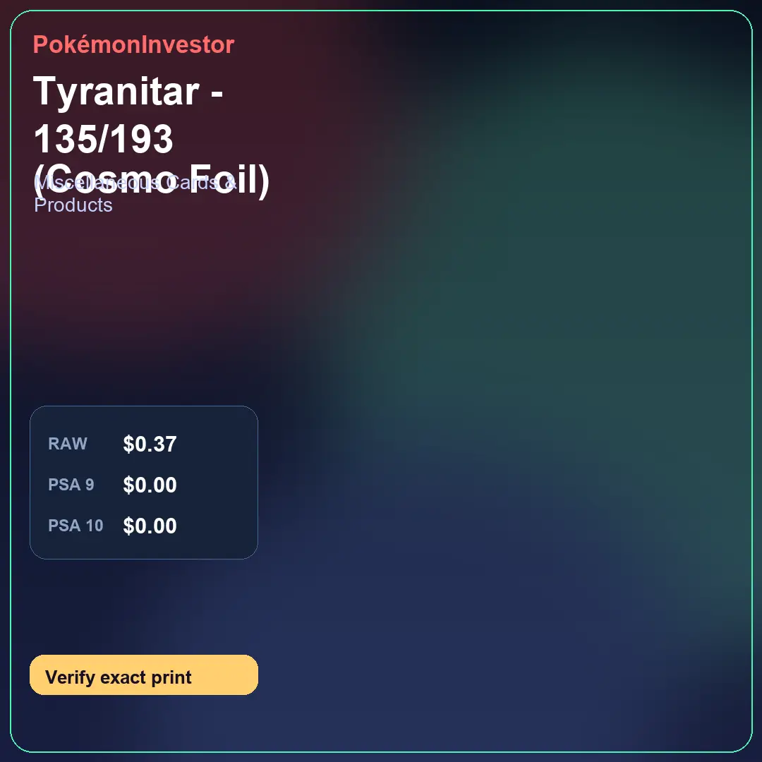 Card research image for Tyranitar - 135/193 (Cosmo Foil)